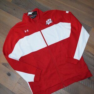 NWT UA Wisconsin Badgers Forward On Field Collection Zip Track Jacket Coat $90